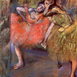 Two dancers behind the scenes